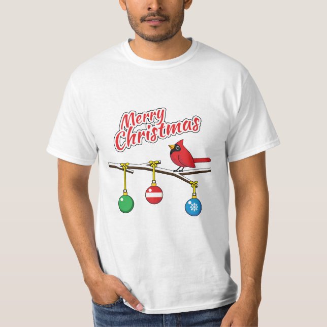 T-shirt Red Cardinal on Christmas (Devant)