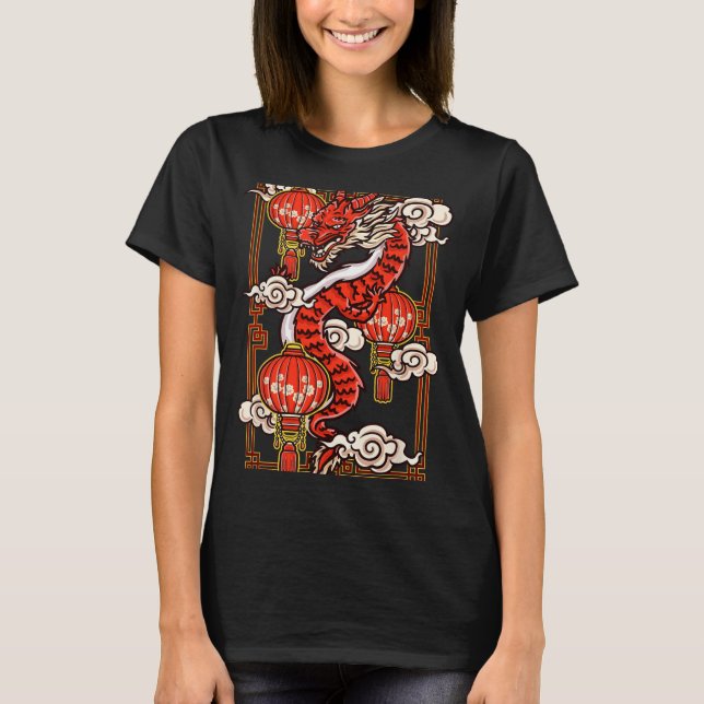 T-shirt Red Chinese New Year Of The Dragon 2024 Lanterns C (Devant)