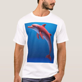 T-shirt Red Dolphin Soaring Above the Clouds