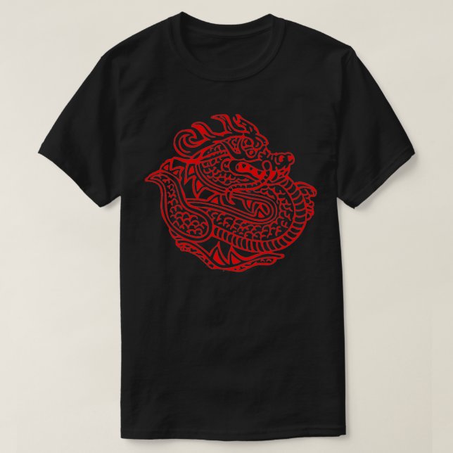 T-shirt Red Dragon, Chinese dragon stamp,simple dragon gra (Design devant)