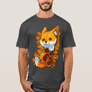 T-shirt Red Forest Fox Baby Animal Autumn Fall Leaves 884