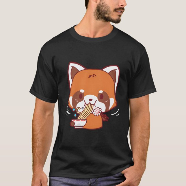 T-shirt Red Fox Japonais Ramen Noodles Cadeau (Devant)