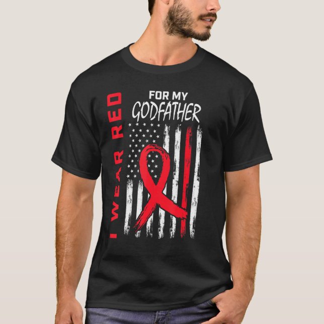 T-shirt Red Godfather Heart Disease Awareness Flag Matchin (Devant)