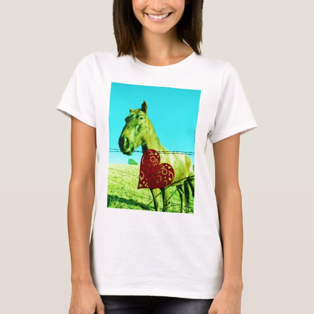 T-shirt Red Heart and Horse (Devant)