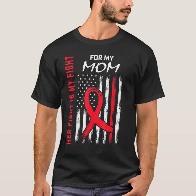T-shirt Red Her Fight is my Fight Maman Heart Disease Awar (Devant)