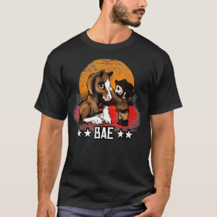 T-shirt Red Horse coucher de soleil mignonne Bae Chibi Cow