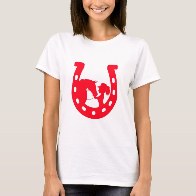 T-shirt Red Horseshoe Girl and Horse (Devant)