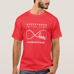 T-shirt Red Instead Acceptance Of Autism