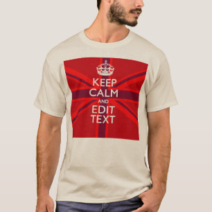 T-shirt Red Keep Calm Have Your Text on Union Jack Flag