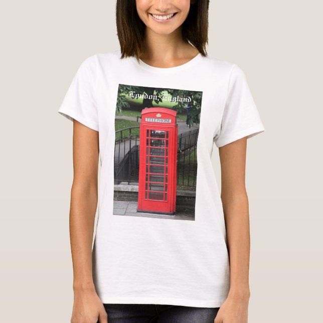 T-shirt Red London Telephone Booth sur chemise Ladies (Devant)