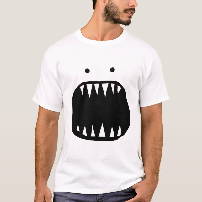 T-shirt Red Minimal Monster Face (Devant)