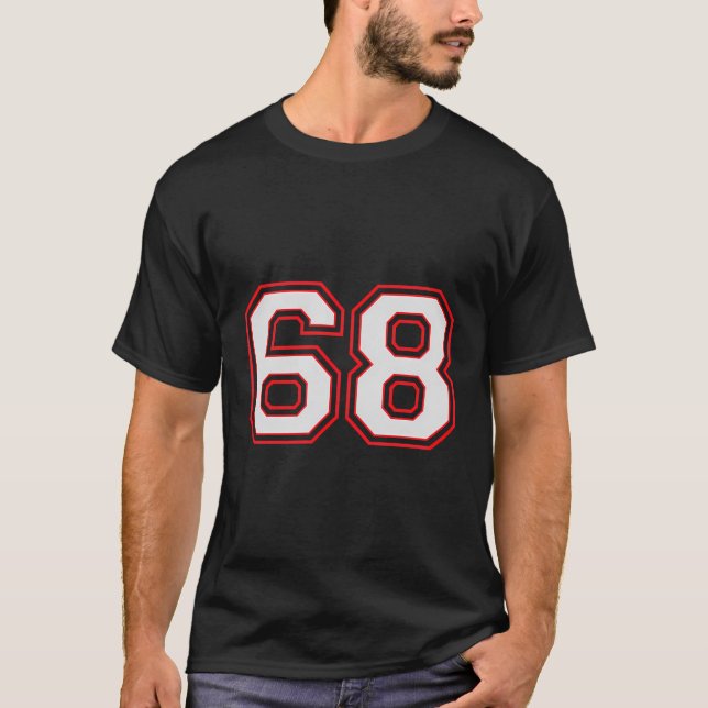 T-shirt Red Number 68 Joueur sportif Jersey Game Gagnant (Devant)