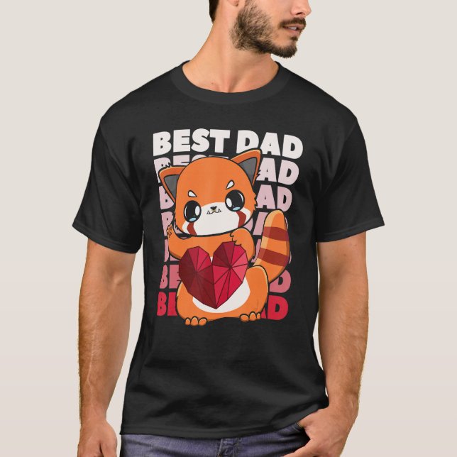 T-shirt Red Panda Dad Parent Best Papa Bear Fathers Day An (Devant)