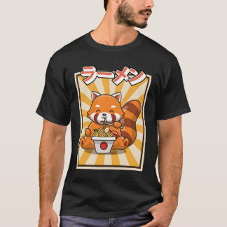 T-shirt Red Panda Eating Ra Kawaii Japanese Noodles Ra