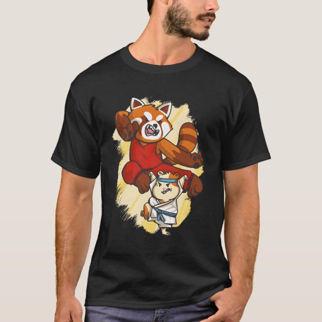 T-shirt Red Panda Et Hamster Combattent Karate (Devant)