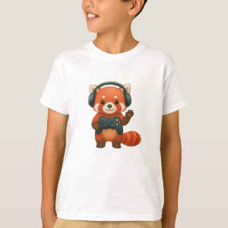 T-shirt Red Panda Gamer, contrôleur de jeu et casques