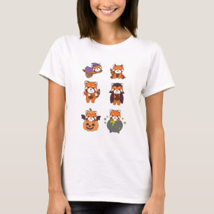 T-shirt Red Panda Halloween Devil Citrouille Vampire costu