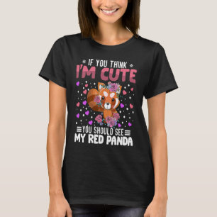 T-shirt Red Panda Heart Saint Valentin Animal pour femmes