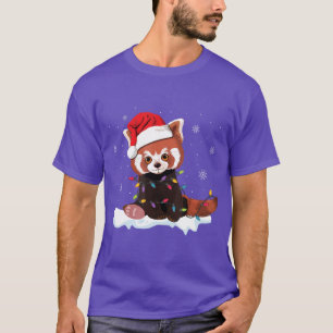 T-shirt Red Panda illuminations de Noël Santa Hat Pajamas