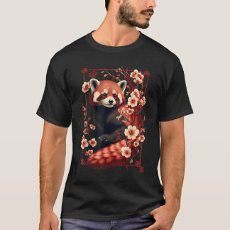 T-shirt Red Panda Japanese Cherry Blossom Flower