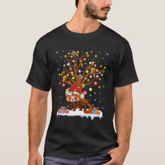 T-shirt Red Panda Lighting Xmas Tree Cadeau Red Panda Chri