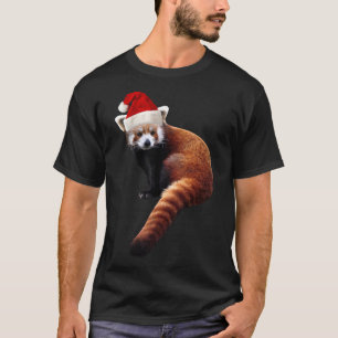 T-shirt Red Panda Père Noël mignonne Casquette de Noël pou