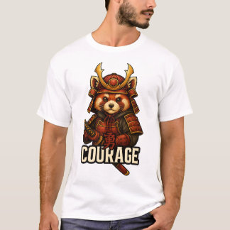 T-shirt Red Panda Samurai with the word Courage