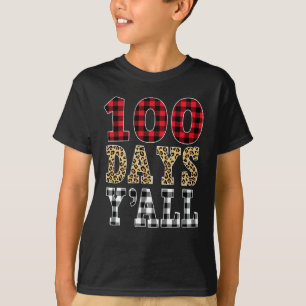 T-shirt Red Plaid 100 Days Y'all Funny 100th Day of School