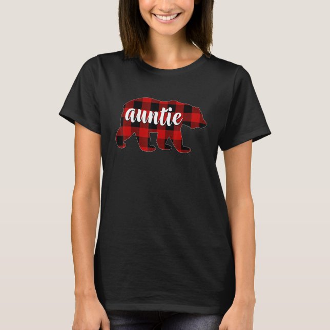 T-shirt Red Plaid Auntie Bear Matching Family Buffalo Chri (Devant)