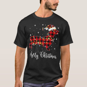 T-shirt Red Plaid Buffalo Dachshund Merry Christmas Pajama
