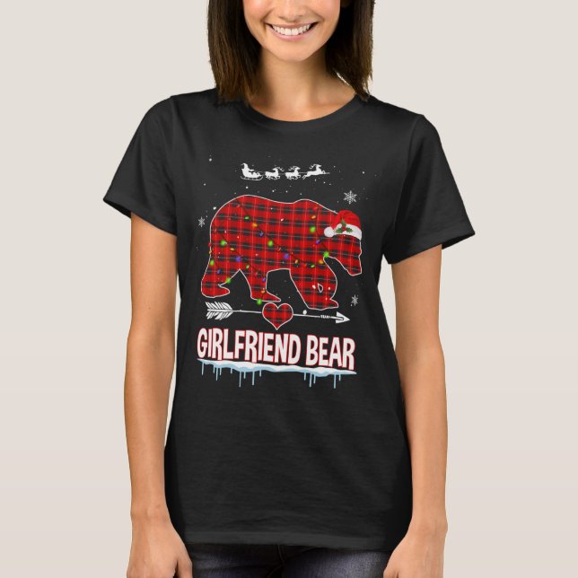 T-shirt Red Plaid Buffalo Girfriend Oear Pajama de Noël (Devant)