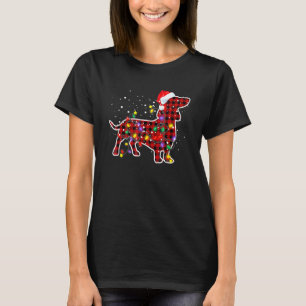 T-shirt Red Plaid Dachshund Pajamas de Noël Chien de famil