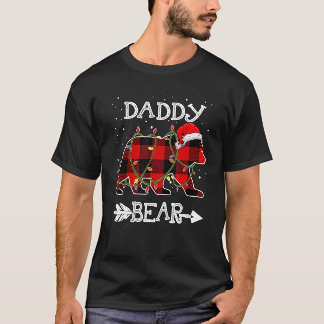 T-shirt Red Plaid Daddy Bear Christmas Santa Family Matchi (Devant)