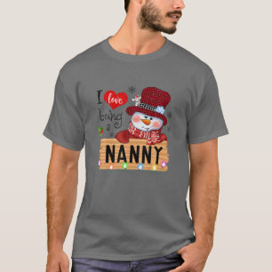 T-shirt Red Plaid J'Aime Être Une Nanny Snowman Famille Ch