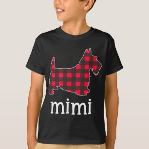 T-shirt Red Plaid Mimi Grand-mère Scottie Chien Match de N