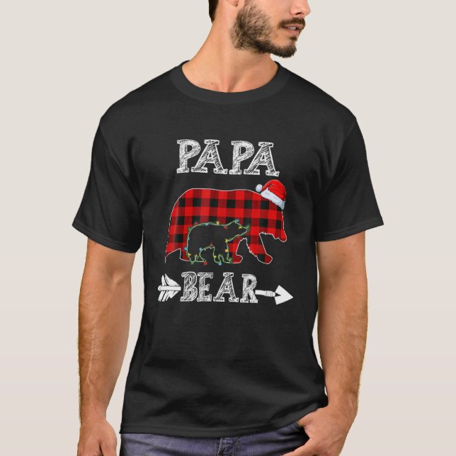 T-shirt Red Plaid Papa Oear Kid Christmas Light Santa Hat (Devant)