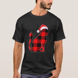 T-shirt Red Plaid Père Noël Noël Chat Kitten Chat Lover Pa