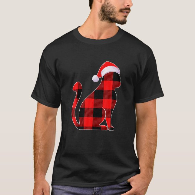 T-shirt Red Plaid Père Noël Noël Chat Kitten Chat Lover Pa (Devant)