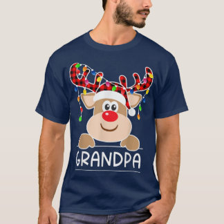 T-shirt Red Plaid Reindeer Grand-père Noël Light Christa
