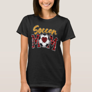T-shirt Red Plaid Soccer Maman Joyeux Mère's Day Soccer