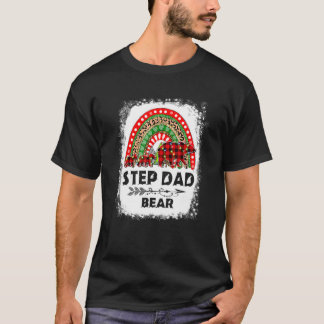 T-shirt Red Plaid Step Dad Bear Christmas Rainbow Pajama M