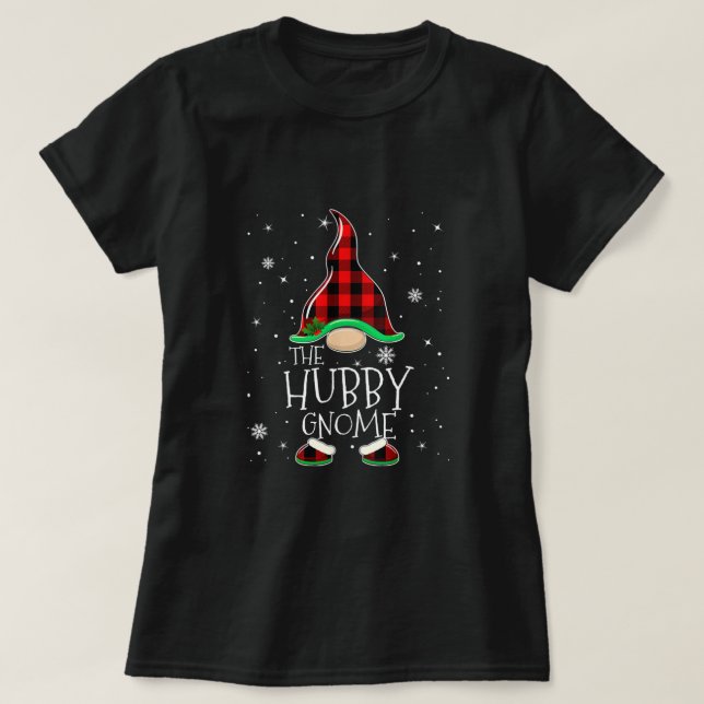 T-shirt Red Plaid The Hubby Gnome Family Christmas Pajamas (Design devant)