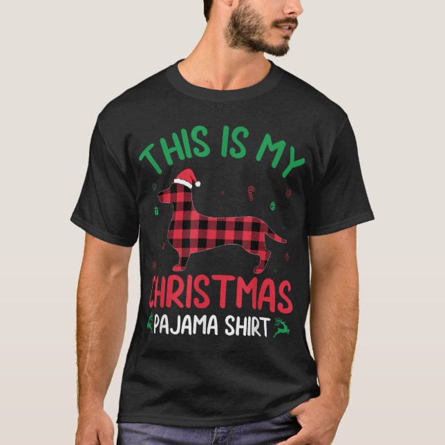 T-shirt Red Plaid Ugly This Is My Dachshund Dog Christmas  (Devant)