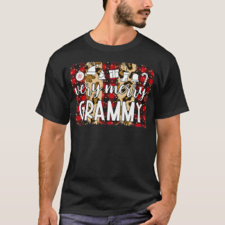 T-shirt Red Plaid Very Merry Grammy Family Matching Christ