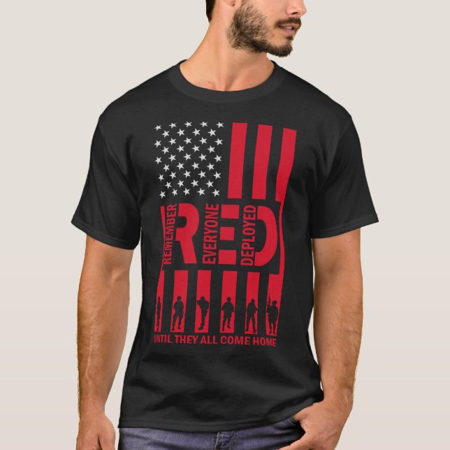 T-shirt Red Rappelez-Vous Tous Déployés Jusqu'À Ce Qu'Ils  (Devant)