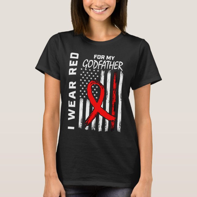 T-shirt Red Ribbon Godfather Heart Disease Awareness Ameri (Devant)