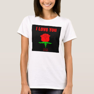 T-shirt Red Rose I Love You Débardeur blanc de base des fe