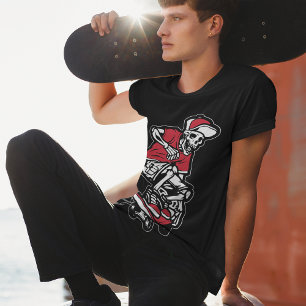 T-shirt Red Skeleton équitation Skateboard Cool Graphisme 