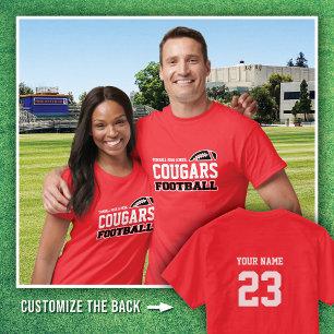 T-shirt Red Tomball High School Cougars Nom du football #