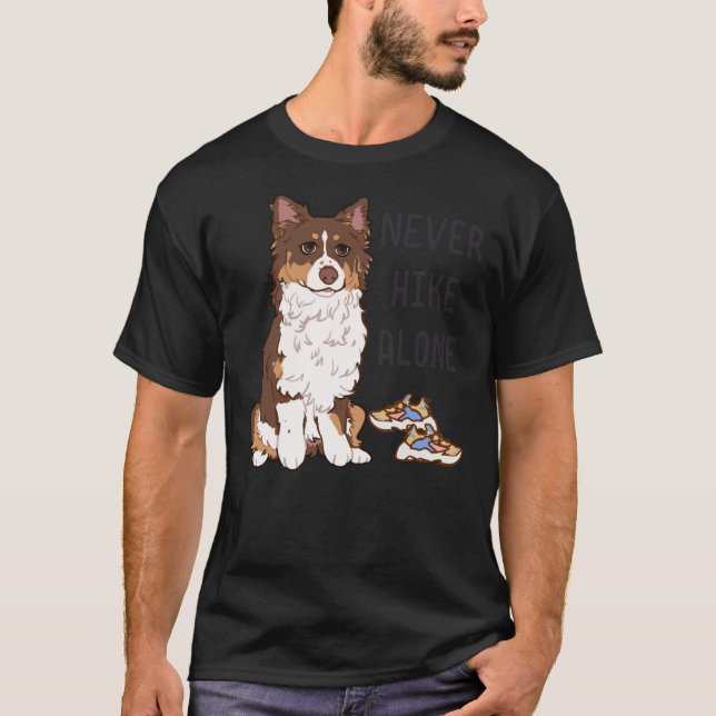 T-shirt Red tri Australian Shepherd - JAMAIS RANGER SEUL C (Devant)